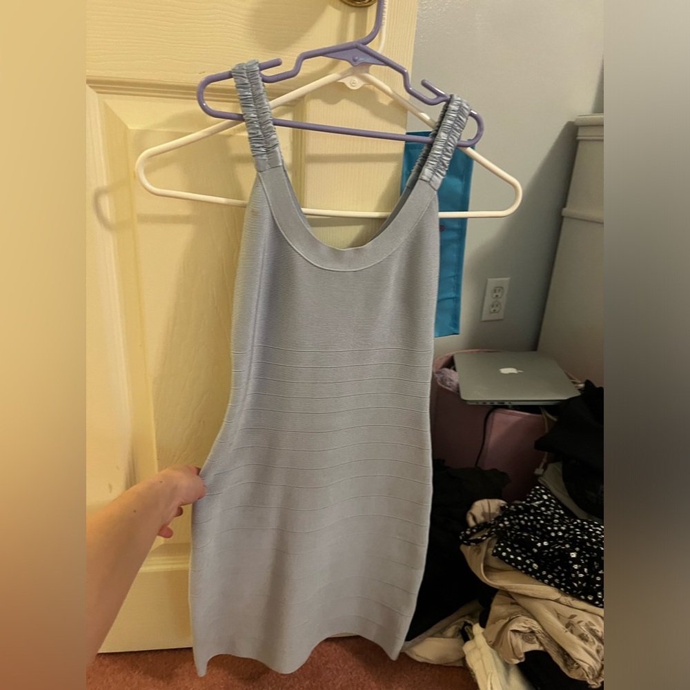 Baby blue bandage bodycon dress